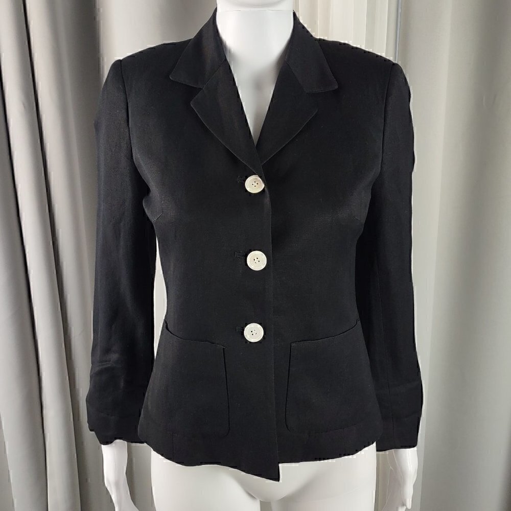 Liz Claiborne Petite Classics Three Button Black Blazer Size 2P